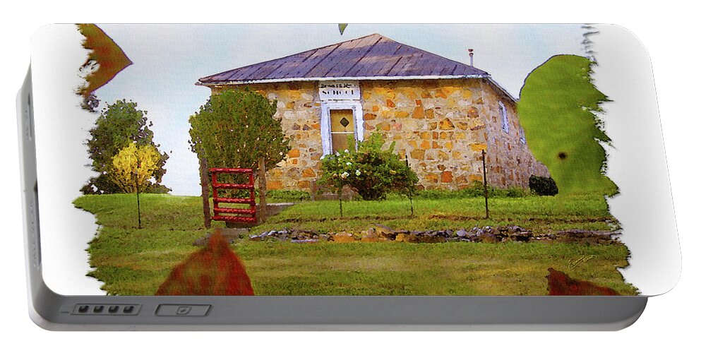 Sandy Hook Elliott County Kentucky Wpa Schools Portable Battery Charger featuring the digital art Bunker Hill School by Randall Evans