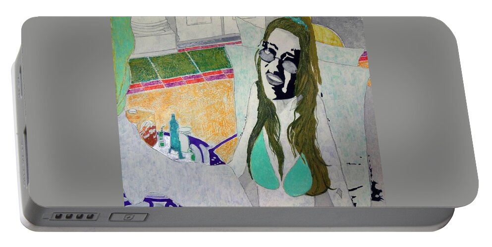 Pop Art Portable Battery Charger featuring the painting Bunny Lebowski by George Hertz