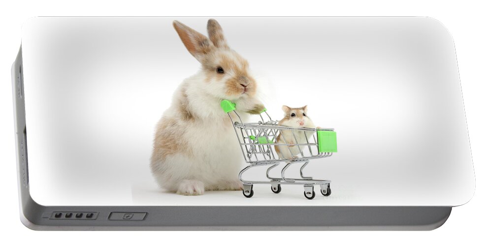 Roborovski Hamster Portable Battery Charger featuring the photograph Bunny Shopping by Warren Photographic