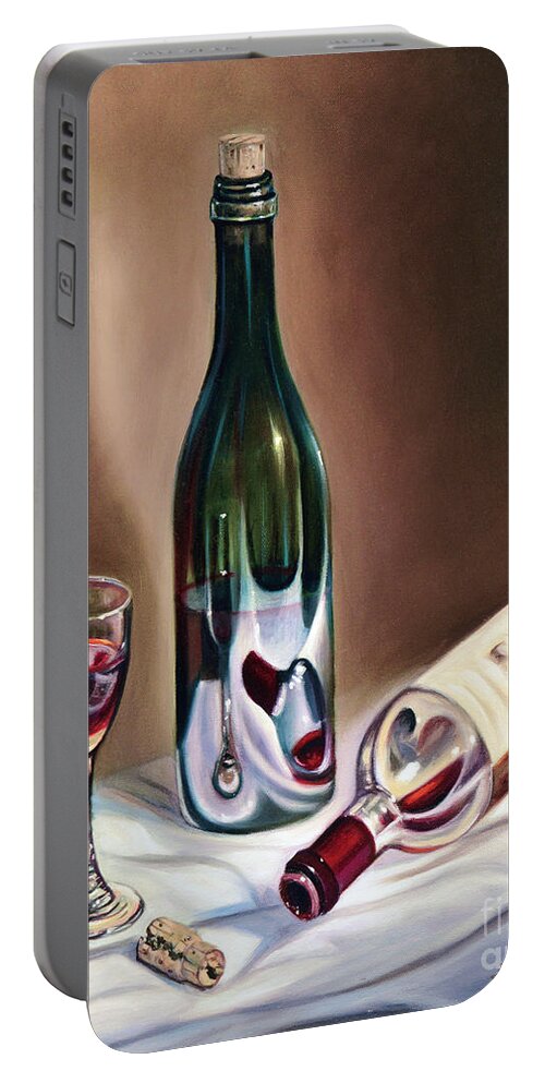Wine Portable Battery Charger featuring the painting Burgundy Still by Ricardo Chavez-Mendez