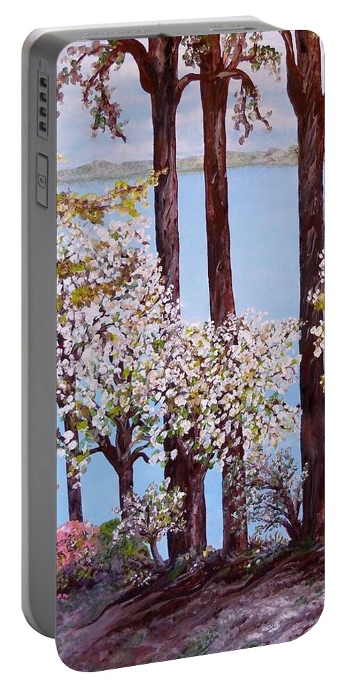  Savannah Portable Battery Charger featuring the painting Savannah in Spring by Eloise Schneider Mote