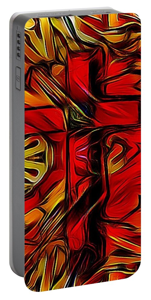 Jesus Portable Battery Charger featuring the digital art Burning Cross of Jesus by Lessandra Grimley