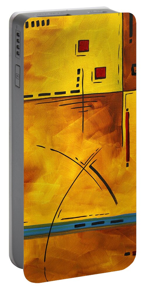 Abstract Portable Battery Charger featuring the painting Burnt Desires by MADART by Megan Aroon