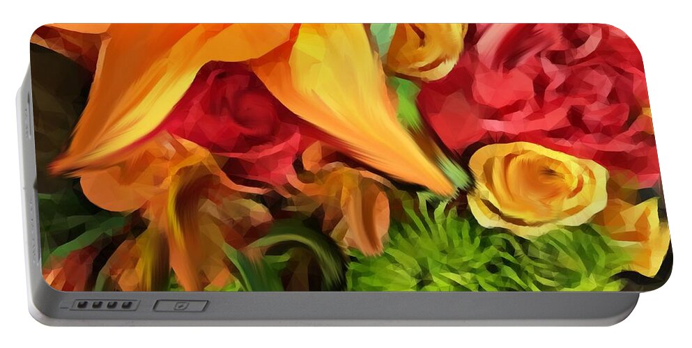 Florals Portable Battery Charger featuring the digital art Burst of Love by Gayle Price Thomas