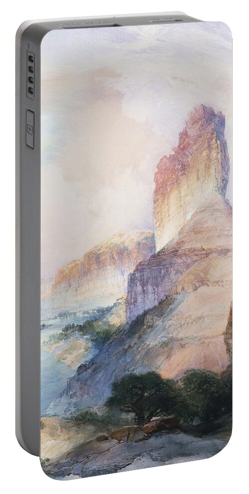 Thomas Moran Portable Battery Charger featuring the painting Butte Green River Wyoming by Thomas Moran