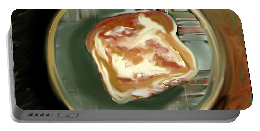 Toast Portable Battery Charger featuring the painting Buttered Toast by Jean Pacheco Ravinski