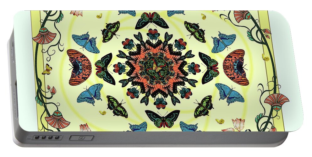 Butterflies Portable Battery Charger featuring the digital art Butterfly Garden Abstract by Deborah Smith