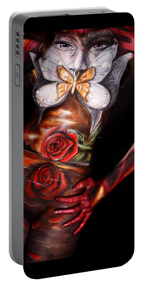 Body Paint Portable Battery Charger featuring the photograph Butterfly Kisses by Cully Firmin