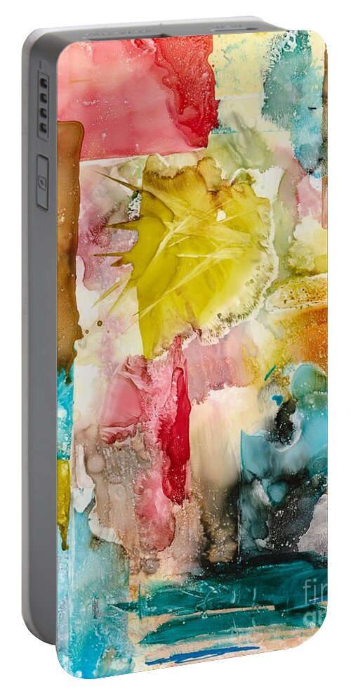 Abstract Portable Battery Charger featuring the painting Butterfly Morning by Susan Kubes