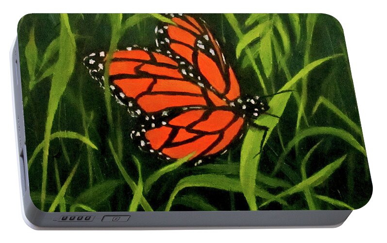 Still Life Portable Battery Charger featuring the painting Butterfly by Roseann Gilmore