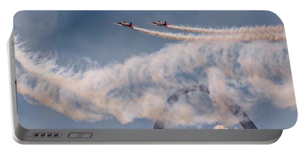 Aeroshell Portable Battery Charger featuring the photograph Buzzing the Arch by Susan Rissi Tregoning