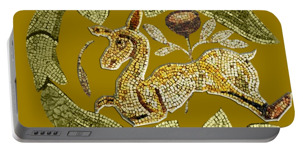 Animals Portable Battery Charger featuring the mixed media Byzantine Antelope by Asok Mukhopadhyay