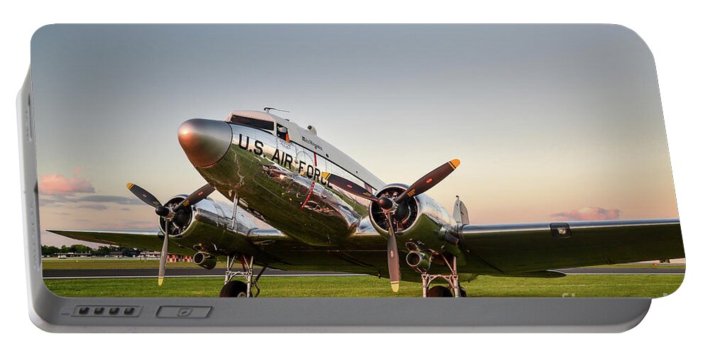 C-47 Portable Battery Charger featuring the photograph C-47 at dusk by Paul Quinn