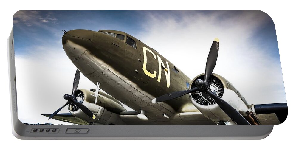 Plane Portable Battery Charger featuring the photograph C-47D Skytrain by Debra Forand