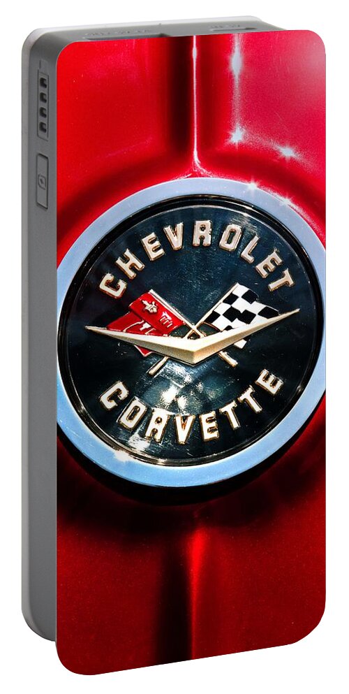 Corvette Portable Battery Charger featuring the photograph C2 Corvette Logo by Scott Wyatt