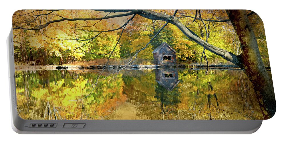 Cabin On The Lake Portable Battery Charger featuring the photograph Cabin on the Lake by Diana Angstadt