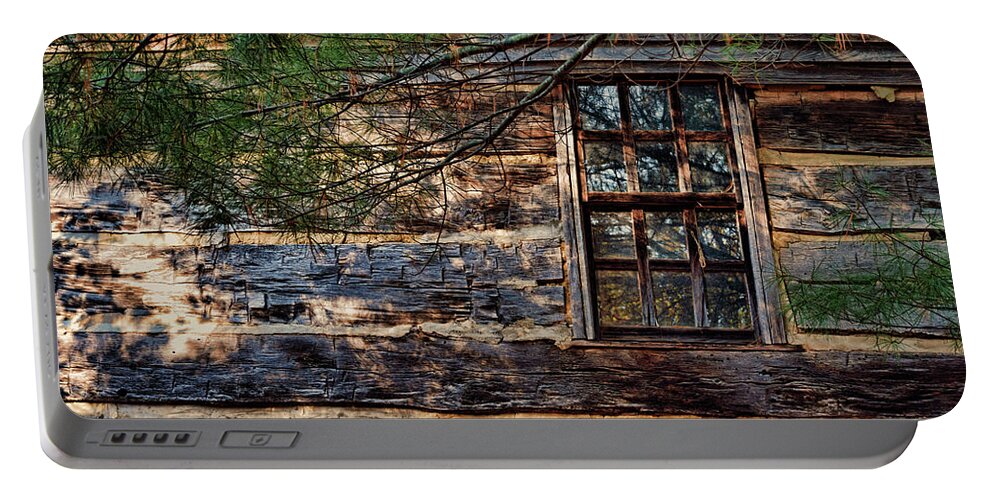 Cabin Portable Battery Charger featuring the photograph Cabin Window by Joanne Coyle