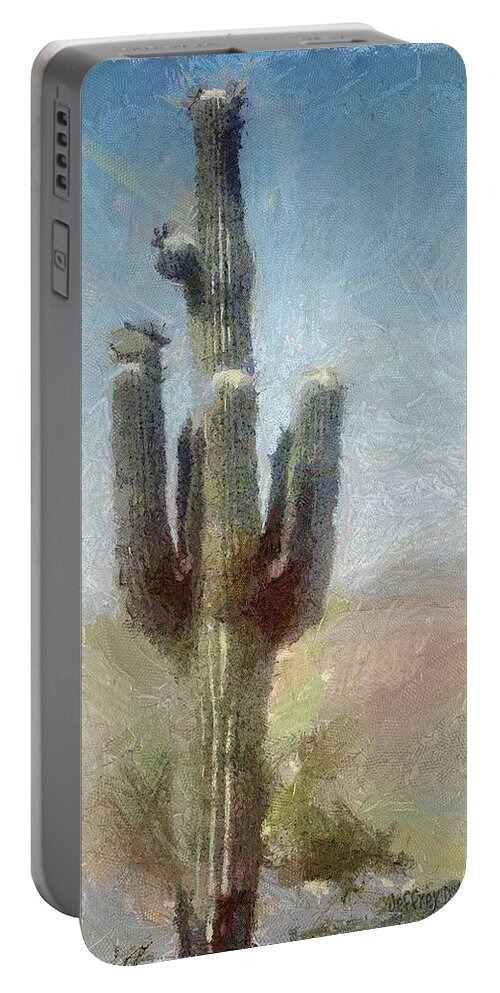 Phoenix Portable Battery Charger featuring the painting Cactus by Jeffrey Kolker