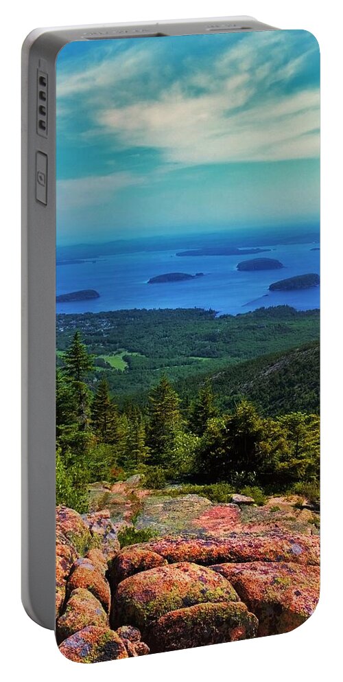 Cadillac Mountain Portable Battery Charger featuring the photograph Cadillac Mountain by Lisa Dunn