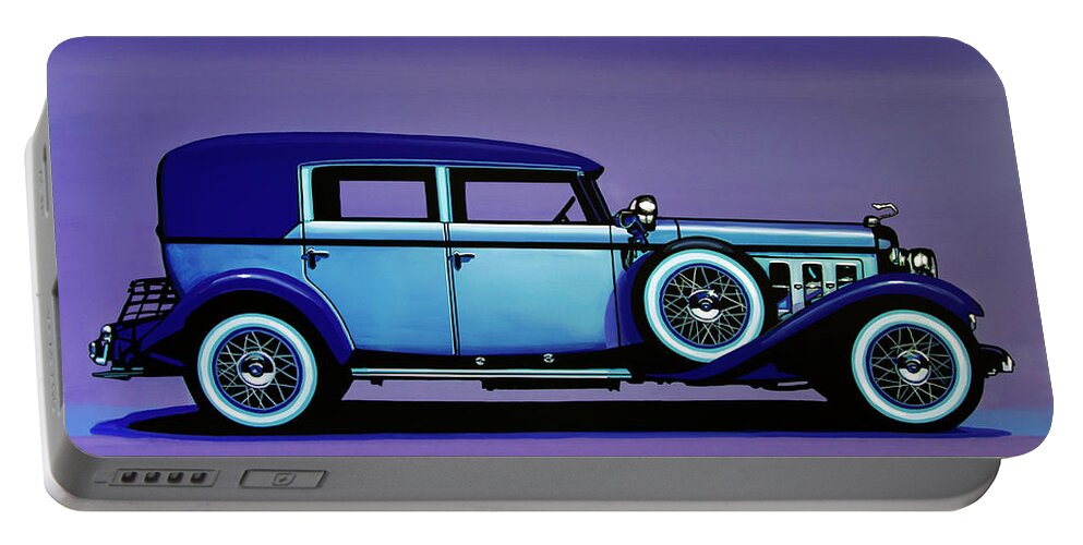 Cadillac V-16 Portable Battery Charger featuring the painting Cadillac V16 1930 Painting by Paul Meijering