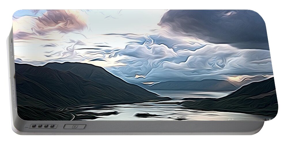 Cairngorn Scenic Cairngorm Landscape Mountains Lakes Scene Moody Art Artwork Oil Cairngorm Portable Battery Charger featuring the photograph Cairngorms by Andrew Michael