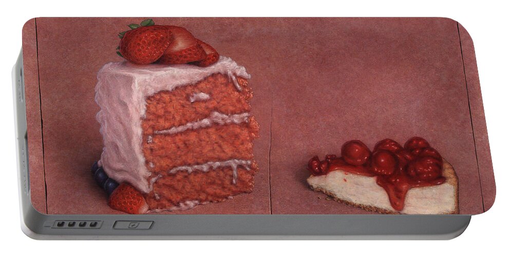 Cake Portable Battery Charger featuring the painting Cakefrontation by James W Johnson