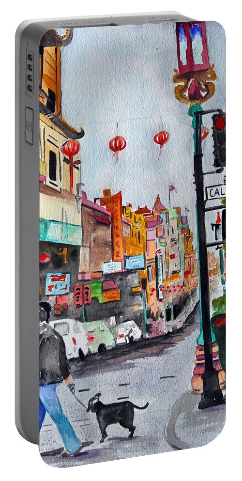 California Portable Battery Charger featuring the painting California Chinatown by Julie Lueders 