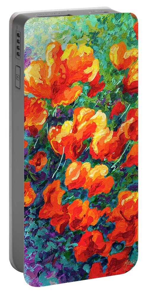 Iris Portable Battery Charger featuring the painting California Poppies by Marion Rose