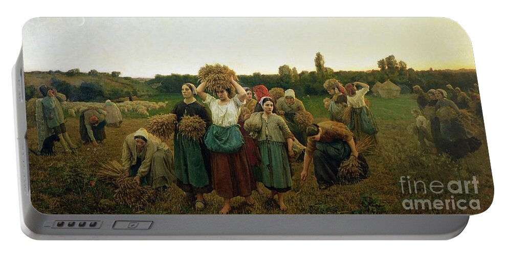 Agriculture Portable Battery Charger featuring the painting Calling in the Gleaners by Jules Breton