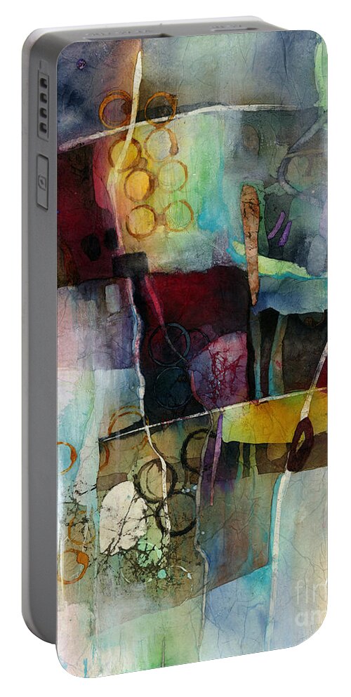 Abstract Portable Battery Charger featuring the painting Calm Cascade by Hailey E Herrera