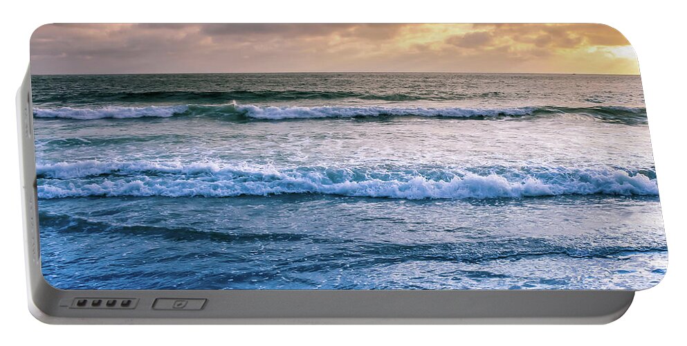 Ocean Portable Battery Charger featuring the photograph Calming by Alison Frank