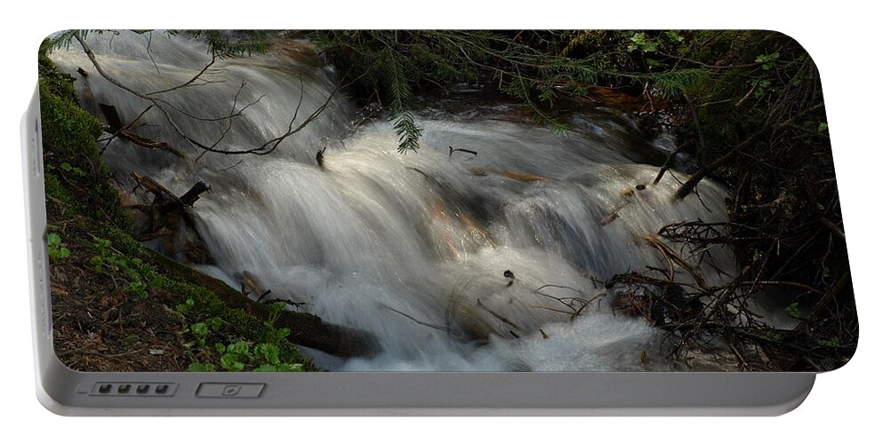 Flowing Water Portable Battery Charger featuring the photograph Calming Stream by DeeLon Merritt