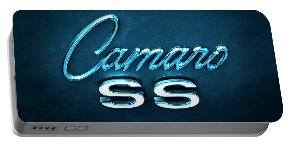 Camaro Portable Battery Charger featuring the photograph Camaro S S Emblem by Mike McGlothlen
