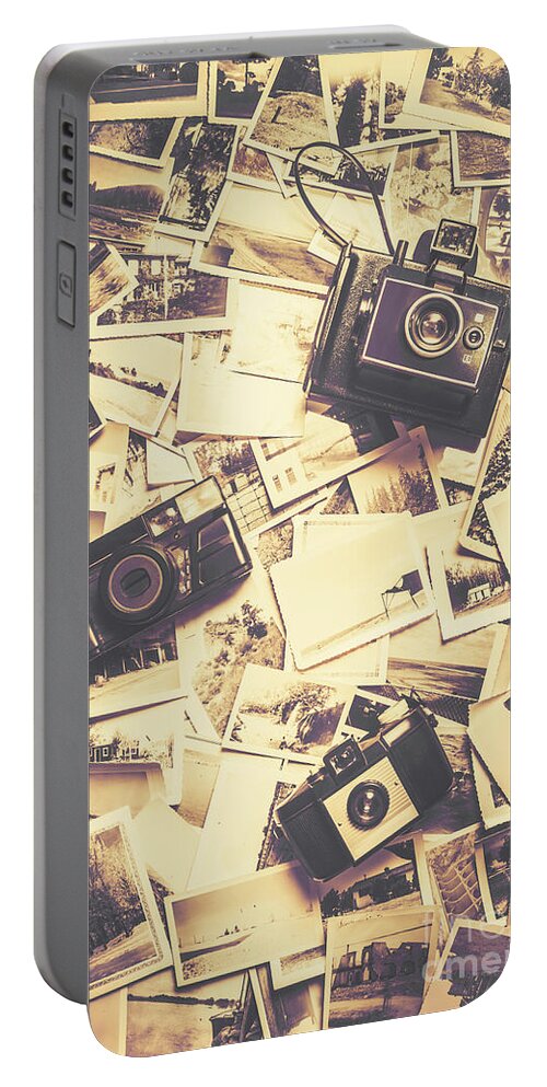 Nostalgia Portable Battery Charger featuring the photograph Cameras on a visual storyboard by Jorgo Photography