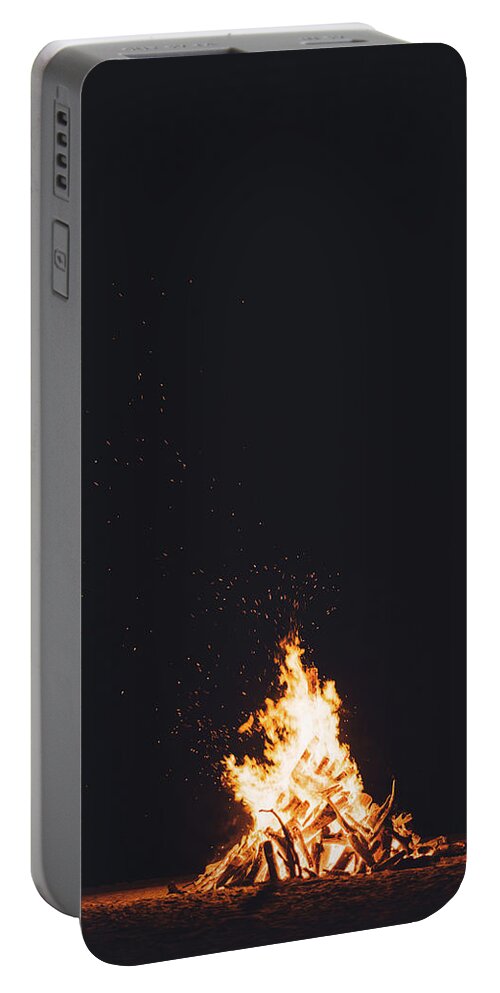 Fire Portable Battery Charger featuring the photograph Camping Fire by Happy Home Artistry