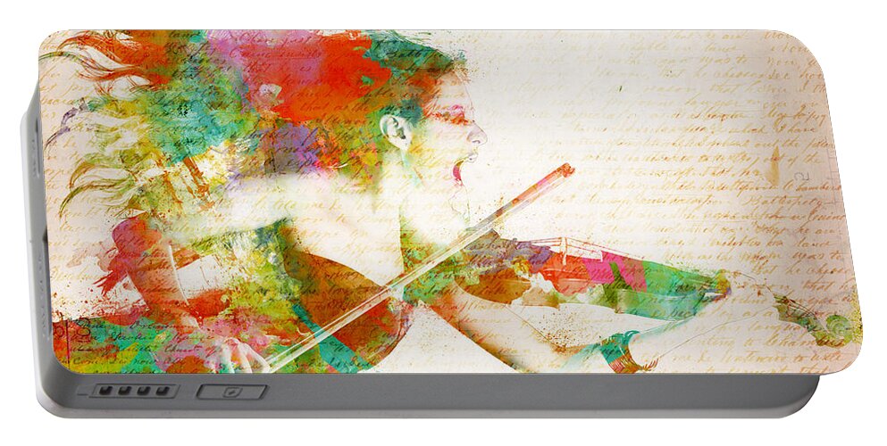Violin Portable Battery Charger featuring the digital art Can You Hear Me Now by Nikki Smith