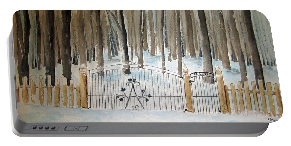 Winter Snow Portable Battery Charger featuring the painting Canada The Grove by Elvira Ingram