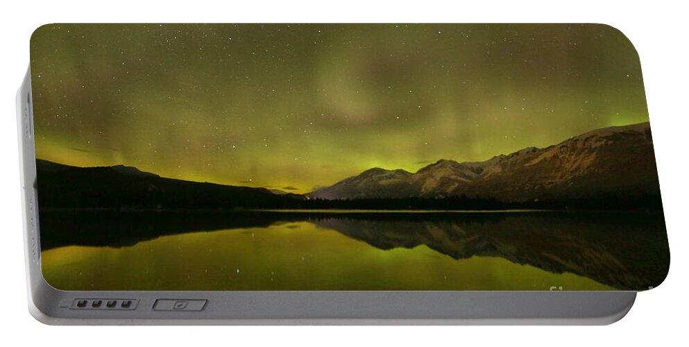 Canadian Northern Lights Portable Battery Charger featuring the photograph Canadian Rockies Light Show by Adam Jewell