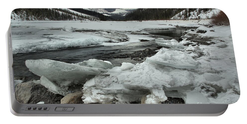 Rampart Creek Portable Battery Charger featuring the photograph Canadian Rockies Rugged Winter Landscape by Adam Jewell