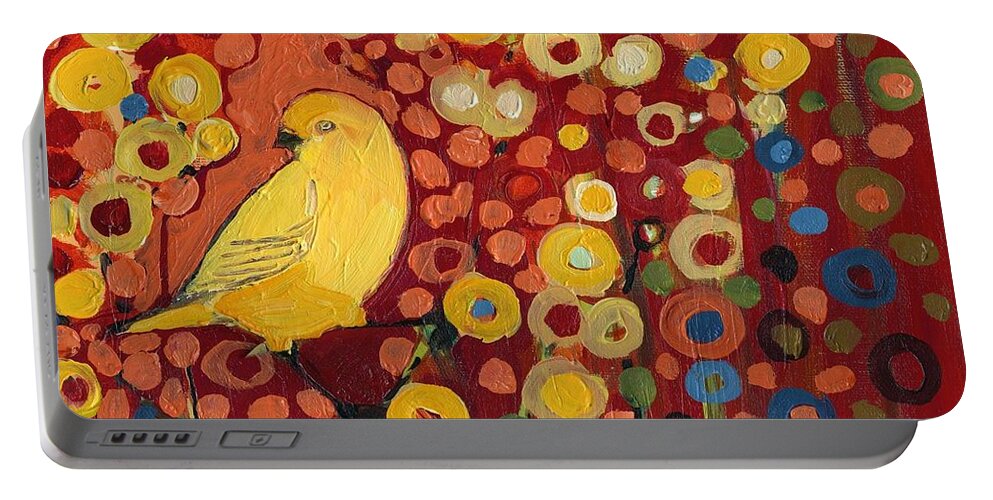 Canary Portable Battery Charger featuring the painting Canary in Red by Jennifer Lommers