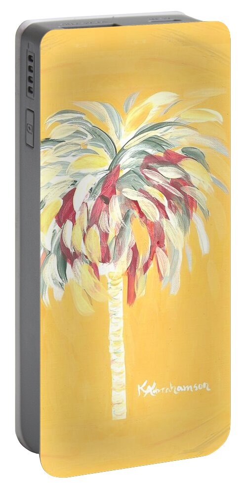 Canary Palm Tree Portable Battery Charger featuring the painting Canary Palm Tree by Kristen Abrahamson