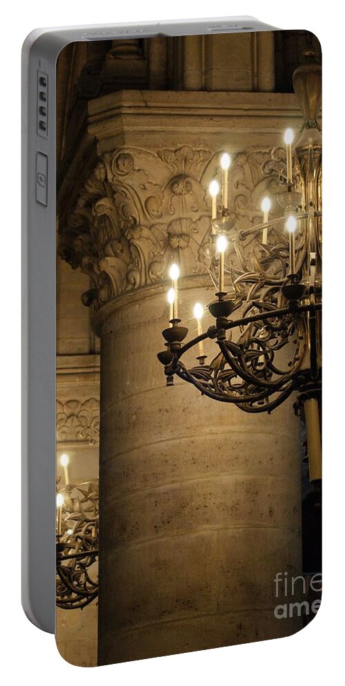 Candelabra Portable Battery Charger featuring the photograph Candelabra at Notre Dame by Christine Jepsen
