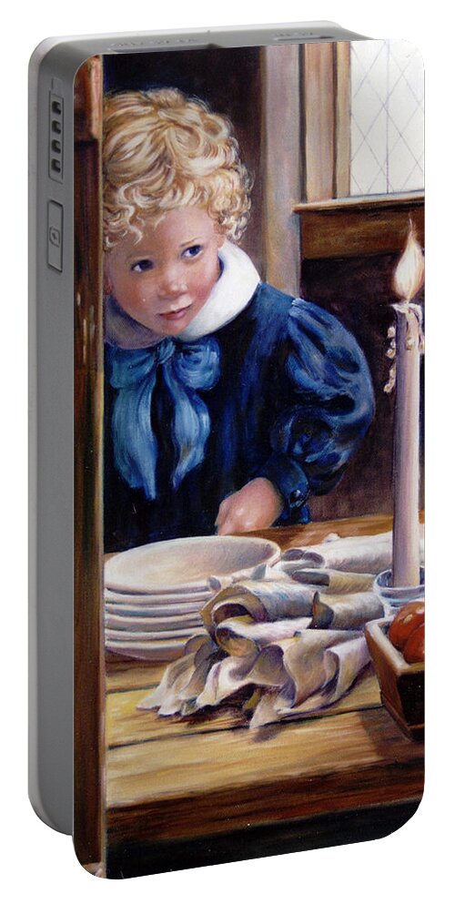 Children Portable Battery Charger featuring the painting Candle by Marie Witte