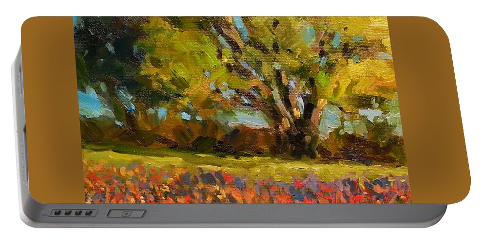  Portable Battery Charger featuring the painting Candy Carpet Field by Jessica Anne Thomas