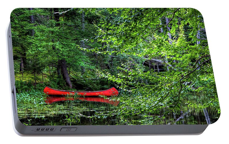 Canoe On The Shore Portable Battery Charger featuring the photograph Canoe on the Shore by David Patterson