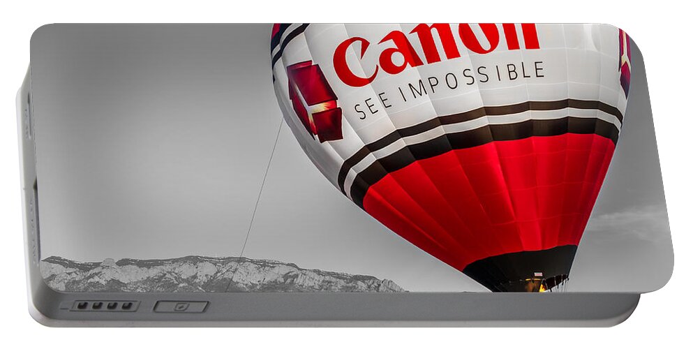 Albuquerque Portable Battery Charger featuring the photograph Canon - See Impossible - Hot Air Balloon - Selective Color by Ron Pate