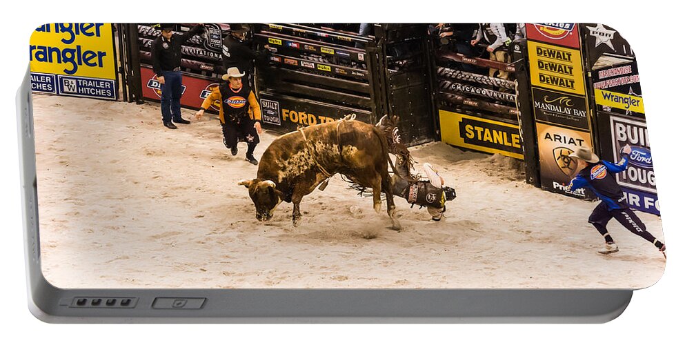 Bull Riding Portable Battery Charger featuring the photograph Can't Ride Them All by Charles McCleanon
