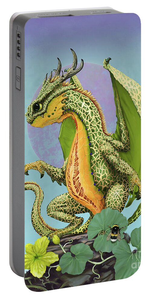 Cantaloupe Portable Battery Charger featuring the digital art Cantaloupe Dragon by Stanley Morrison
