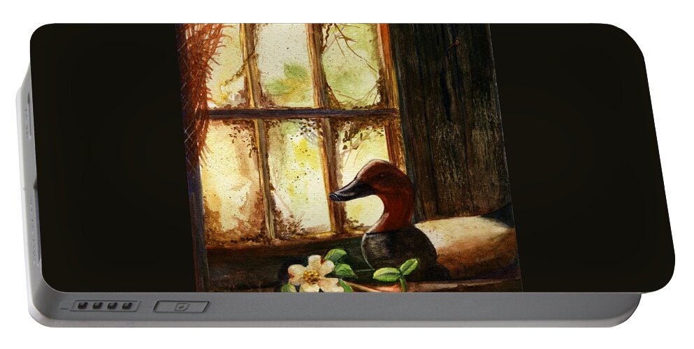Duck Decoy Portable Battery Charger featuring the painting Canvasback Decoy II by Marilyn Smith