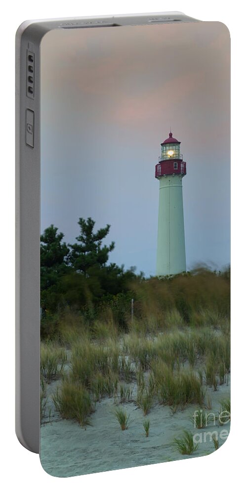 Lighthouse Portable Battery Charger featuring the photograph Cape May Headlight by Nicki McManus
